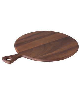 Sans Marque Pizzaplateau rond met handvat 440 x 340 mm - Acacia hout