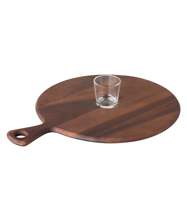 Pizzaplateau rond met handvat 440 x 340 mm - Acacia hout