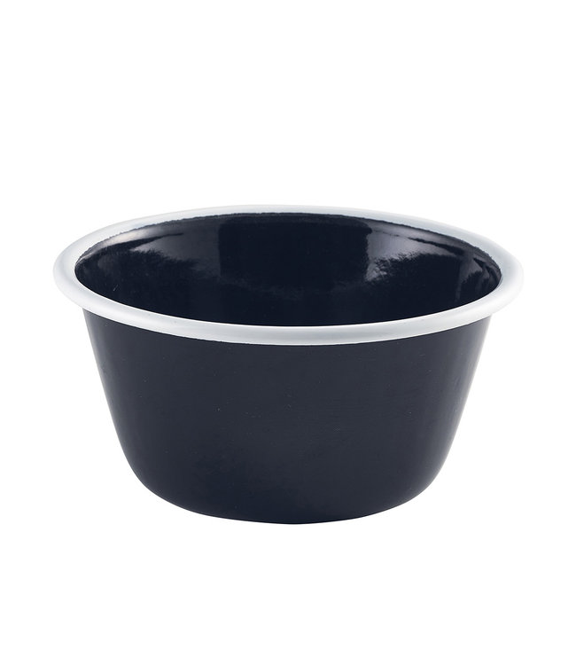Ovenschaal rond diep zwart/wit 120 mm - Emaille  | prijs & verp per 12 stuks