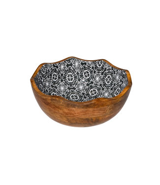 Sans Marque Kom zwarte bloem Ø300 x 110 mm - Hout