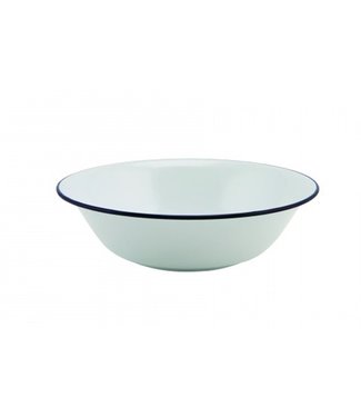 Sans Marque Kom wit met blauwe rand 160 mm - Emaille | prijs & verp per 12 stuks