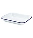Ovenschaal wit met blauwe rand 310 x 250 x 50 mm - Emaille | prijs & verp per 6 stuks