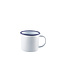 Mok wit met blauwe rand 36 cl - Emaille | prijs & verp per 12 stuks