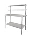 Fusion basic Werktafel met wandplanken (div afm: 1200-1800 mm) roestvrijstaal - Fusion basic