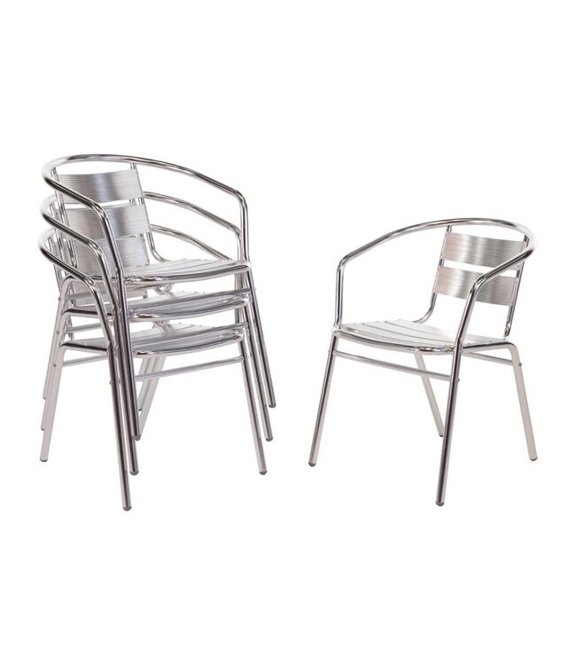 Stoel stapelbaar 530 x 580 x 735 mm - Aluminium | prijs & verp per 4 stuks