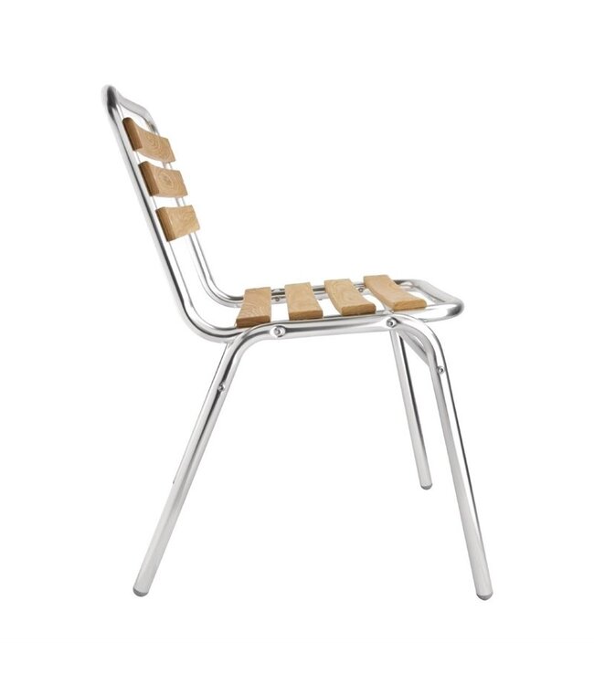 Stoel stapelbaar 485 x 565 x 773 mm - Aluminium en essenhout | prijs & verp per 4 stuks