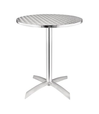 Tafel rond met kantelbaar roestvrijstalen blad 600 x 720 mm - Aluminium