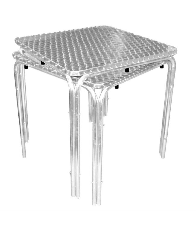 Tafel vierkant met roestvrijstalen blad 700 x 700 x 720 mm - Aluminium