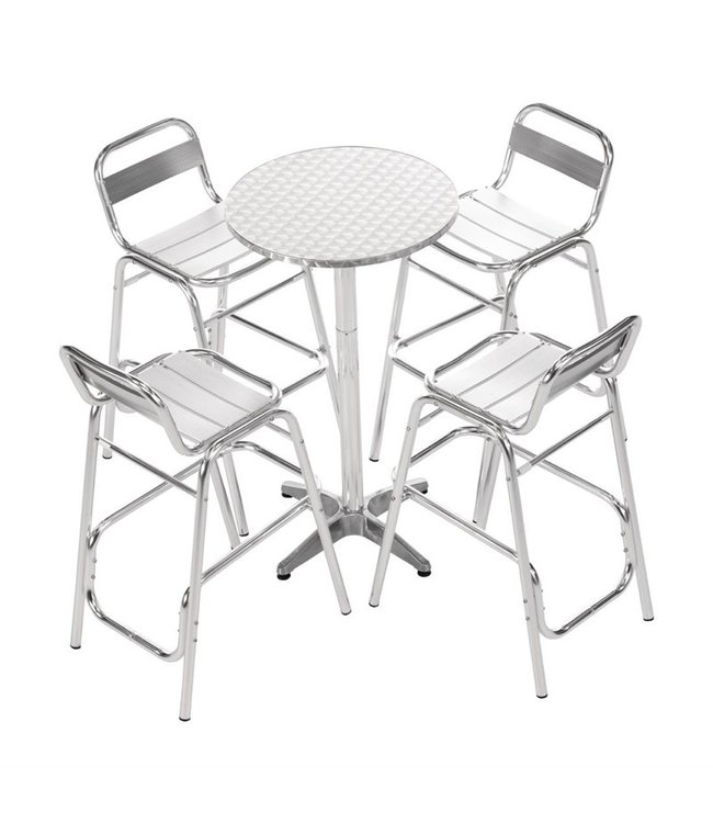 Statafel rond met roestvrijstalen blad 600 x 1050 mm - Aluminium