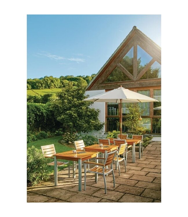 Parasol rond cremé 2,5 x 2,37 mtr - Hout