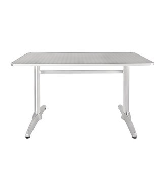 Tafel rechthoekig met dubbele tafelpoot en roestvrijstalen blad 1200 x 600 x 720 mm - Aluminium