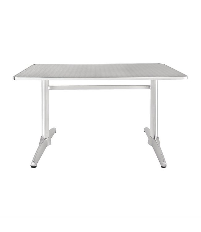 Tafel rechthoekig met dubbele tafelpoot en roestvrijstalen blad 1200 x 600 x 720 mm - Aluminium