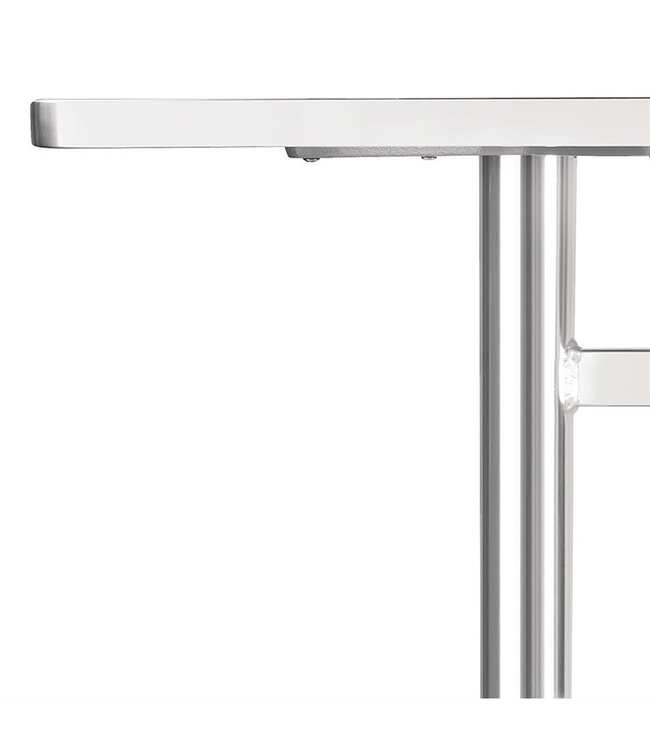 Tafel rechthoekig met dubbele tafelpoot en roestvrijstalen blad 1200 x 600 x 720 mm - Aluminium