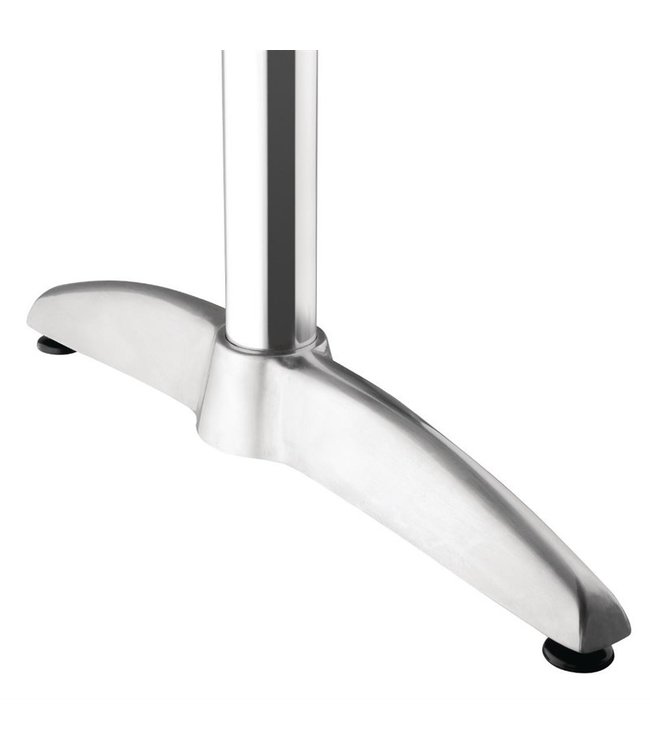 Tafel rechthoekig met dubbele tafelpoot en roestvrijstalen blad 1200 x 600 x 720 mm - Aluminium