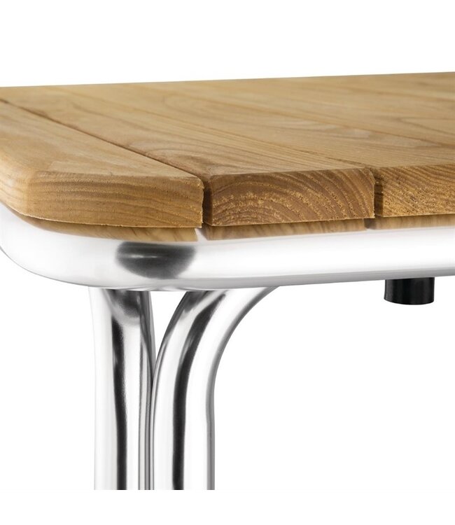 Tafel vierkant essenhout 700 x 700 x 720 mm - Aluminium
