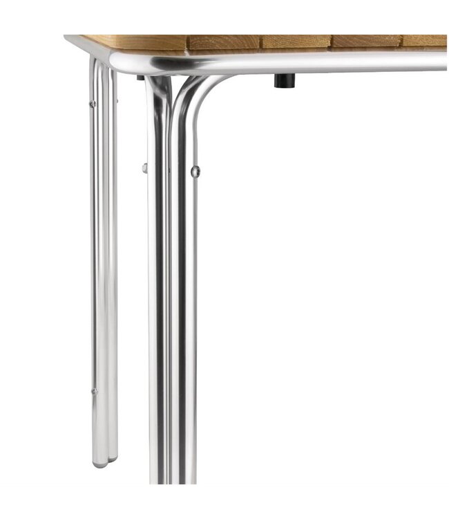 Tafel vierkant essenhout 700 x 700 x 720 mm - Aluminium