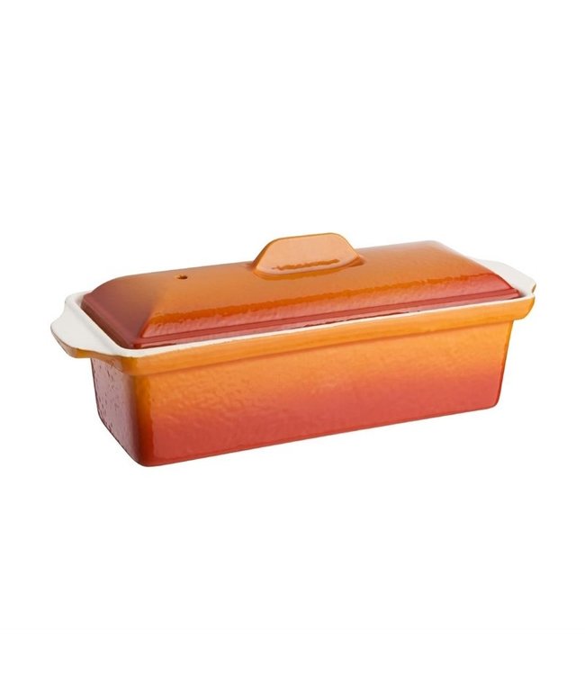 Paté- en terrinevorm rechthoekig oranje 1,3 ltr 340 x 105 x 110 mm gietijzer - Fusion basic