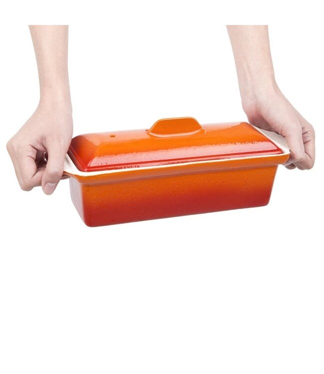 Paté- en terrinevorm rechthoekig oranje 1,3 ltr 340 x 105 x 110 mm gietijzer - Fusion basic