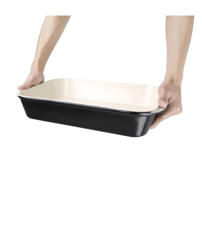 Gratineerschaal rechthoekig zwart 405 x 250 x 70 mm gietijzer - Fusion basic