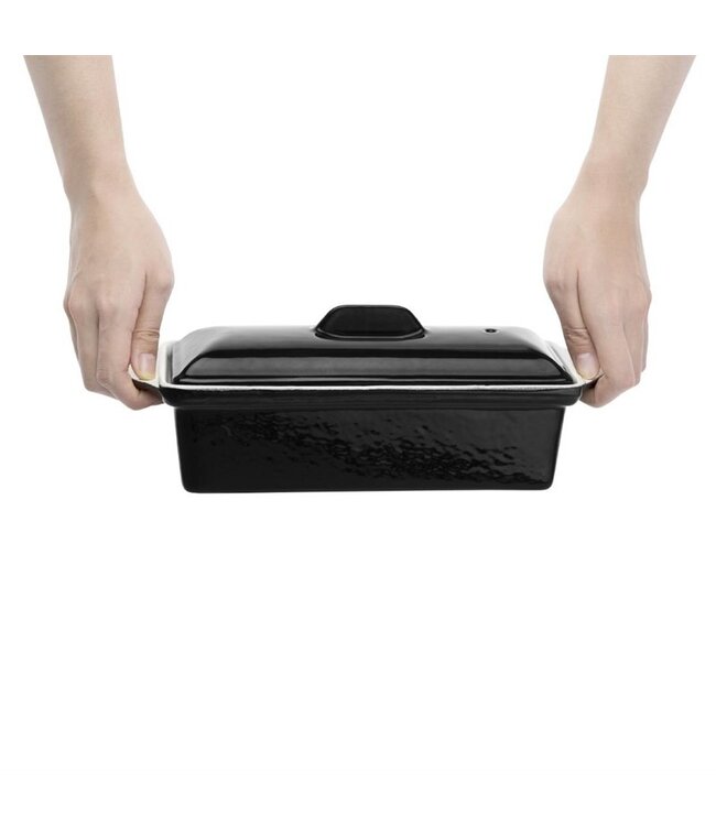 Paté- en terrinevorm rechthoekig zwart 1,3 ltr 310 x 100 x 90 mm gietijzer - Fusion basic
