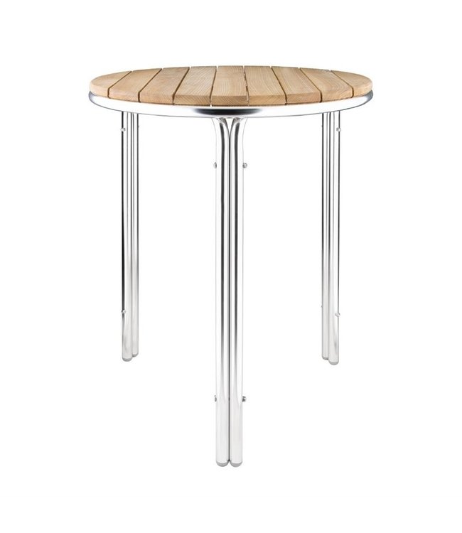 Tafel rond essenhout 600 x 720 mm - Aluminium