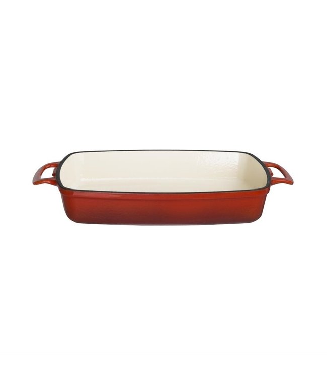 Gratineerschaal rechthoekig rood 2,8 ltr 390 x 235 x 55 mm gietijzer - Fusion basic