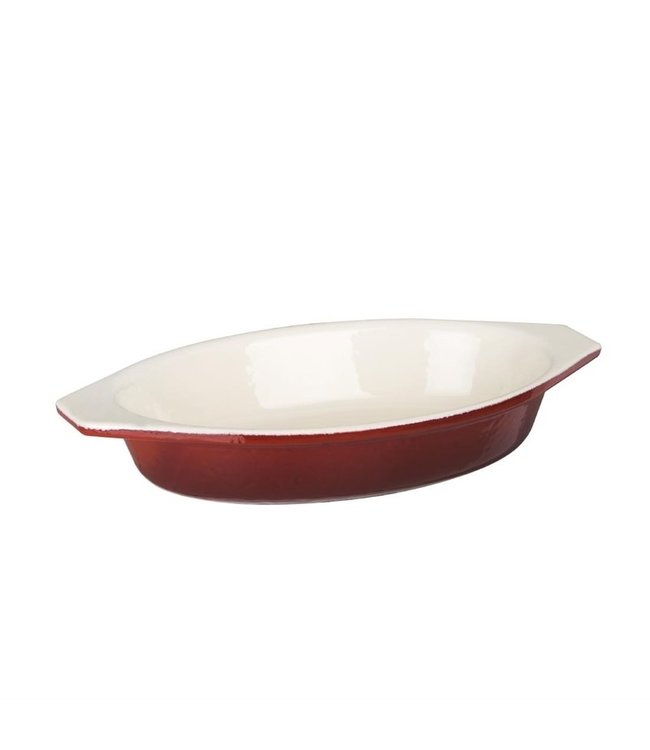 Gratineerschaal ovaal rood 65 cl 140 x 195 x 40 mm gietijzer - Fusion basic