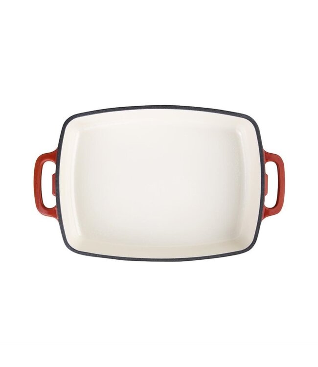 Gratineerschaal rechthoekig rood 2,8 ltr 390 x 235 x 55 mm gietijzer - Fusion basic