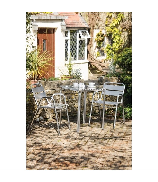 toel met gebogen armleuning 600 x 495 x 780 mm - Aluminium | prijs & verp per 4 stuks