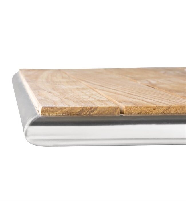 Bistrotafel vierkant met essenhouten blad 700 x 700 x 720 mm - Staal