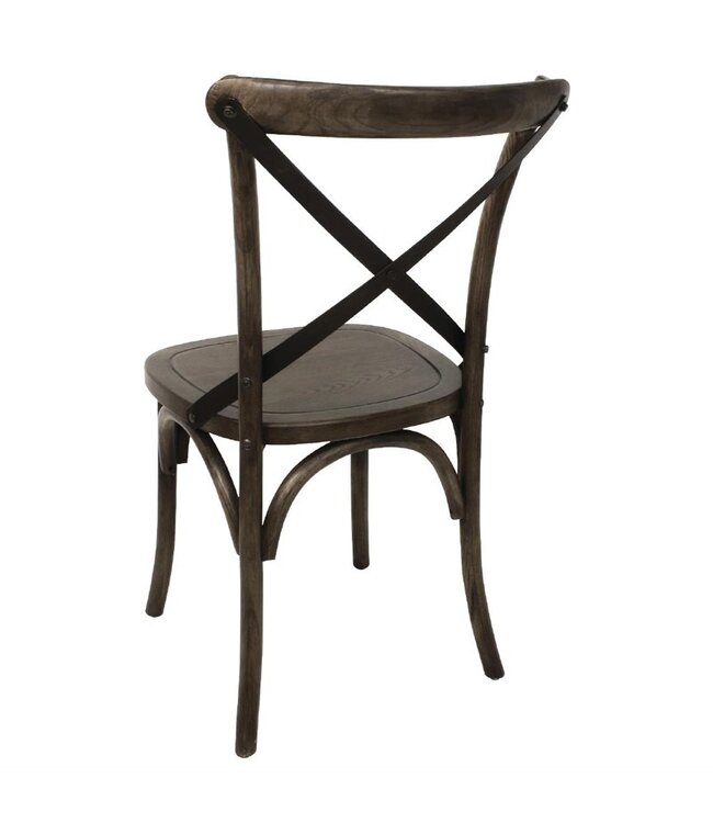 Stoel met gekruiste rugleuning walnoot 495 x 550 x 890 mm - Hout | prijs & verp per  2 stuks