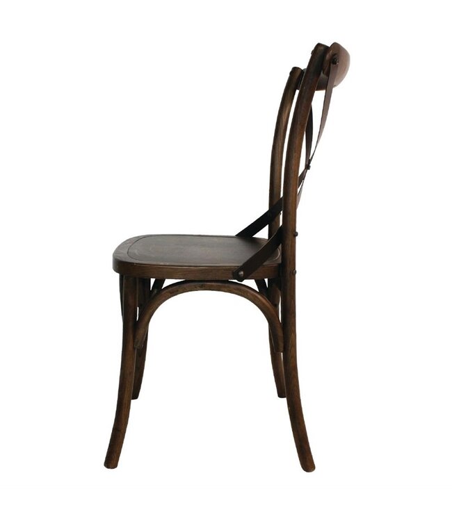 Stoel met gekruiste rugleuning walnoot 495 x 550 x 890 mm - Hout | prijs & verp per  2 stuks