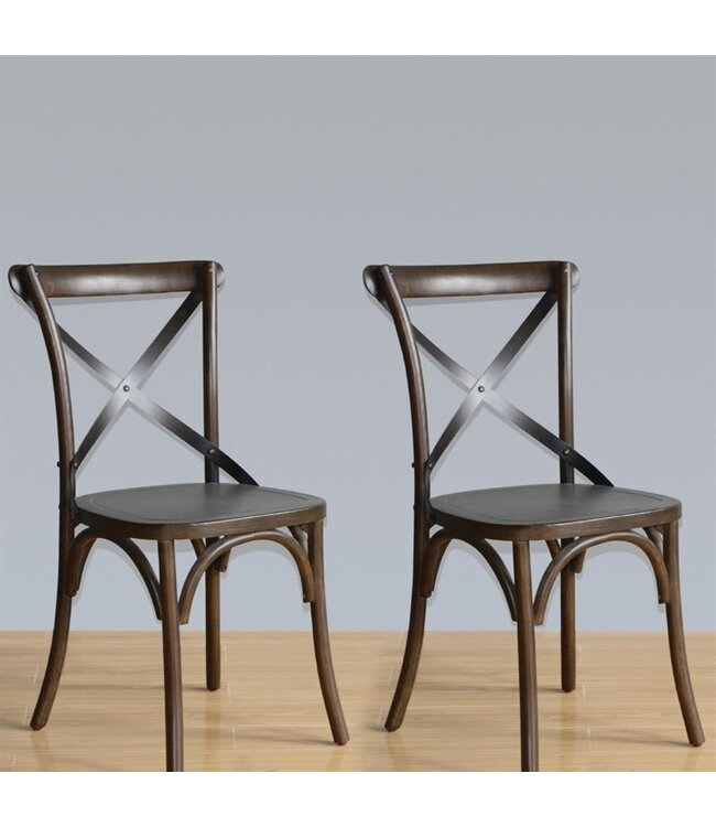 Stoel met gekruiste rugleuning walnoot 495 x 550 x 890 mm - Hout | prijs & verp per  2 stuks