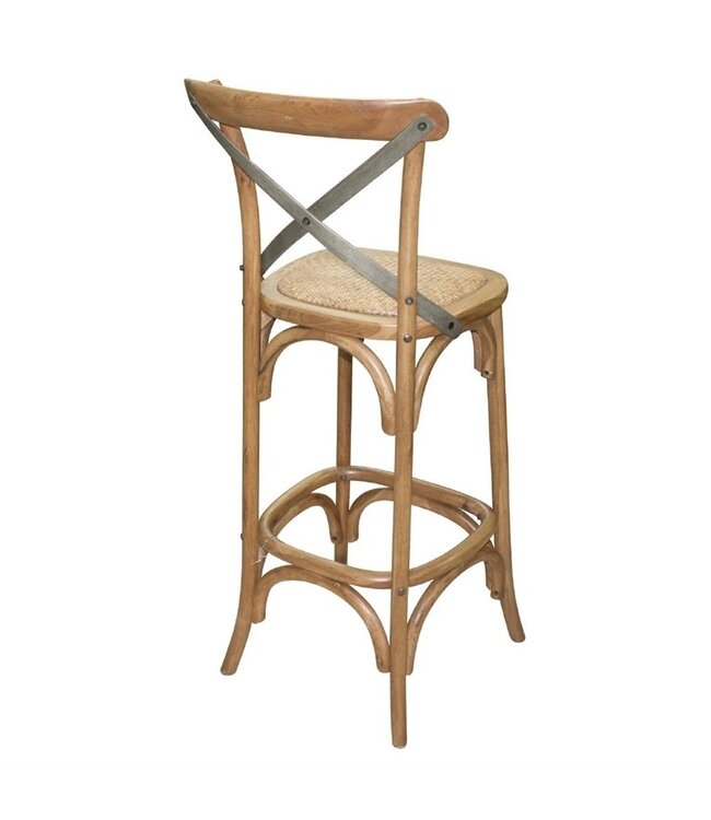 Barkruk met gekruiste rugleuning naturel  450 x 470 x 1100 mm - Hout
