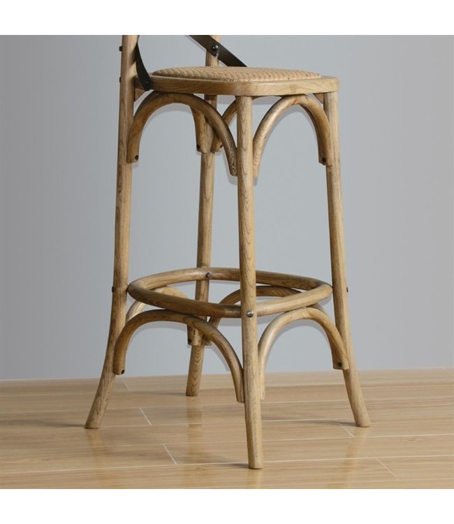 Barkruk met gekruiste rugleuning naturel  450 x 470 x 1100 mm - Hout