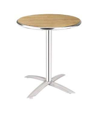 Tafel rond met kantelbaar essenhouten blad 600 x 720 mm - Aluminium