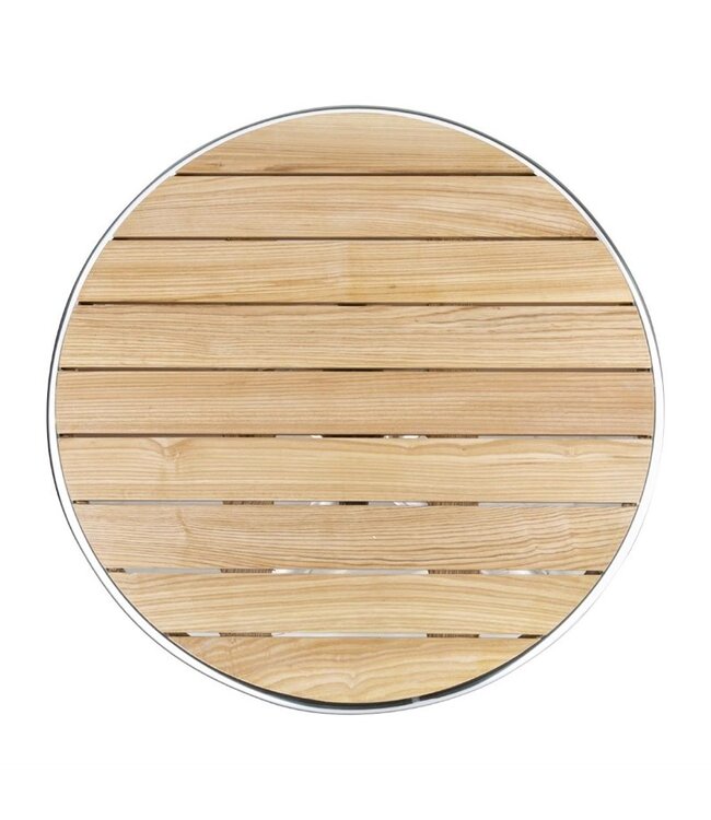 Tafel rond met kantelbaar essenhouten blad 600 x 720 mm - Aluminium
