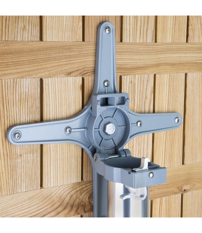 Tafel rond met kantelbaar essenhouten blad 600 x 720 mm - Aluminium