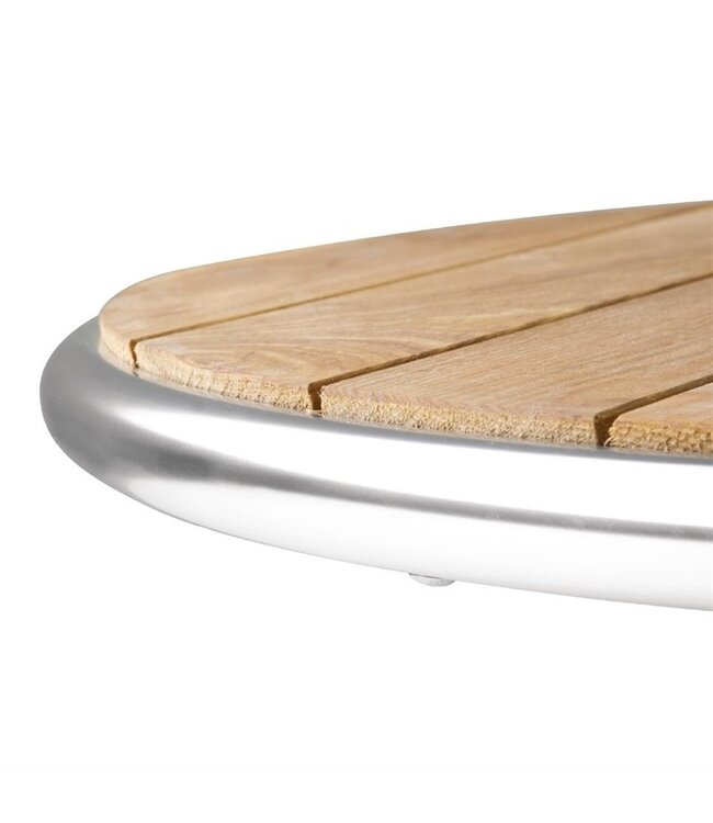 Tafel rond met kantelbaar essenhouten blad 600 x 720 mm - Aluminium