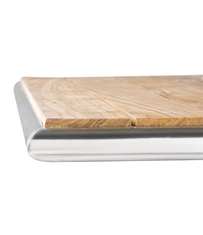 Tafel vierkant met essenhouten blad 600 x 600 x 720 mm - Aluminium