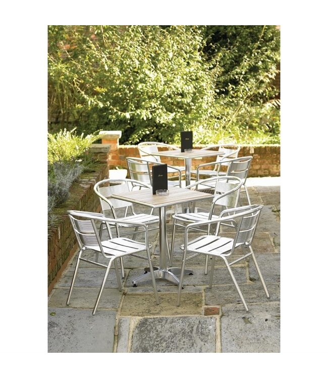 Tafel vierkant met essenhouten blad 600 x 600 x 720 mm - Aluminium