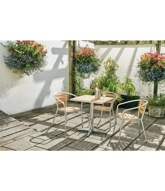 Tafel vierkant met essenhouten blad 600 x 600 x 720 mm - Aluminium