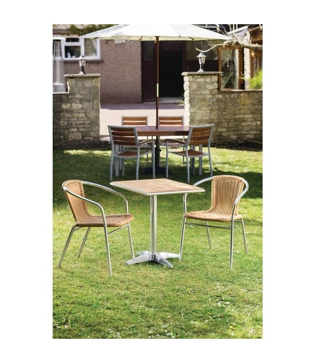 Tafel vierkant met essenhouten blad 600 x 600 x 720 mm - Aluminium