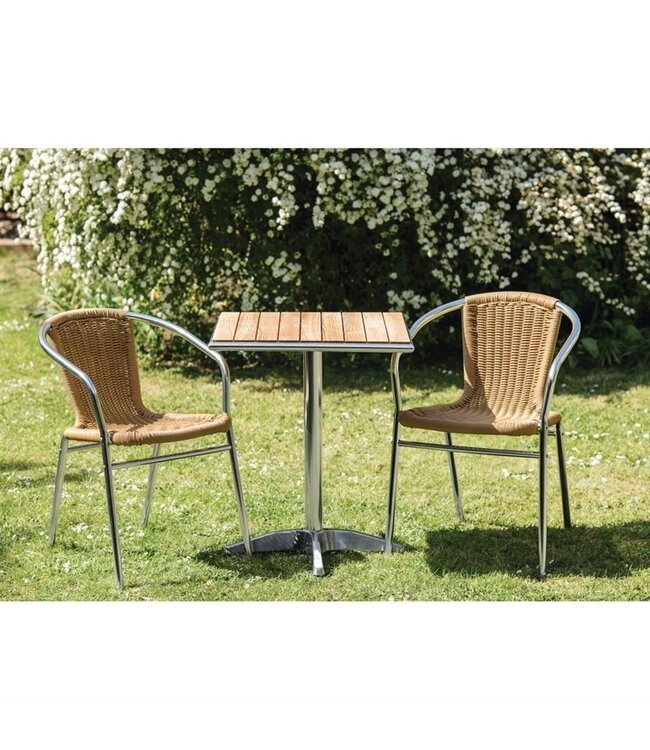 Tafel vierkant met essenhouten blad 600 x 600 x 720 mm - Aluminium