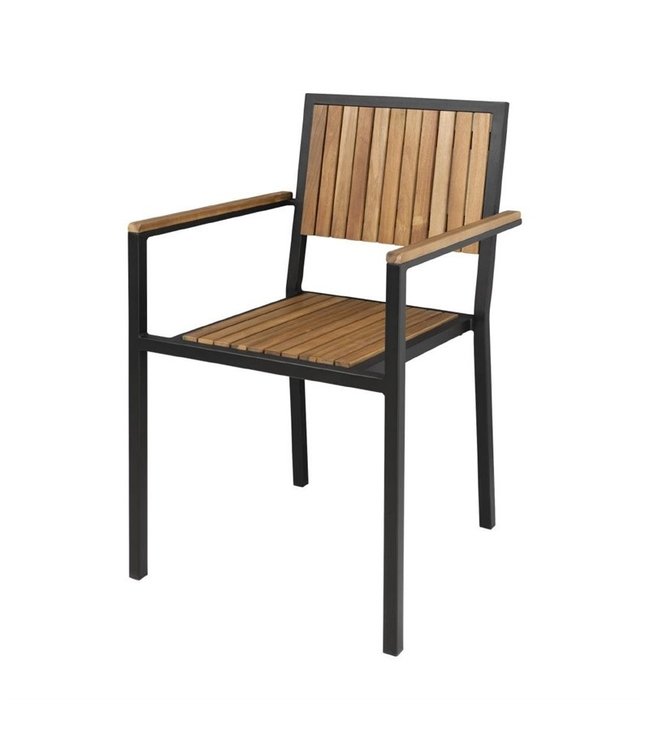 Stoel met armleuningen 550 x 530 x 860 mm - Staal en hout | prijs & verp per 4 stuks