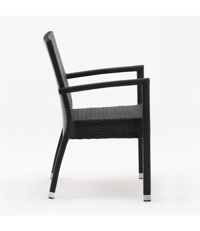Stoel met armleuning antraciet 560 x 602 x 853 mm - Kunststof rotan | prijs & verp per 4 stuks