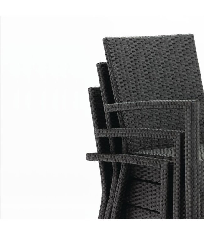 Stoel met armleuning antraciet 560 x 602 x 853 mm - Kunststof rotan | prijs & verp per 4 stuks