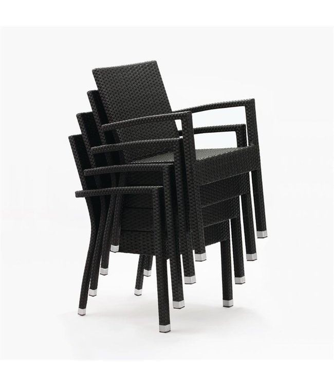 Stoel met armleuning antraciet 560 x 602 x 853 mm - Kunststof rotan | prijs & verp per 4 stuks