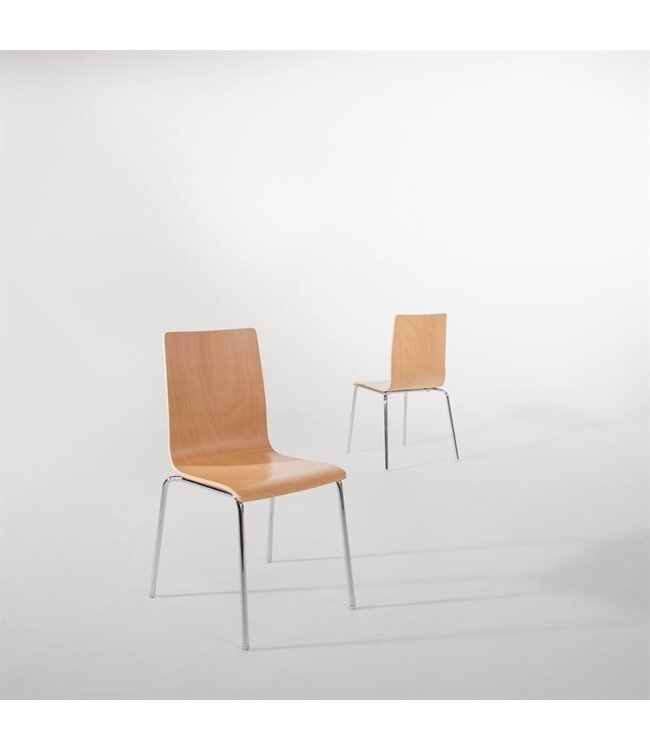 Stoel met vierkante rug beuken - Beukenfineer | prijs & verp per 4 stuks