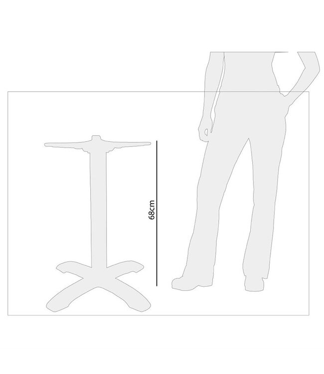 Tafelpoot met 4 poten 650 x 650 x 680 mm - Aluminium